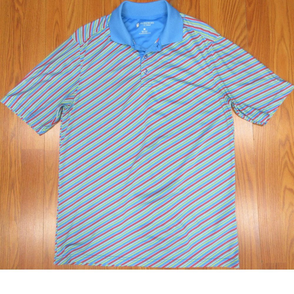 ST. ANDREWS REGULAR FIT POLY/SPANDEX GOLF SHIRT STRIPED Sz  SMALL, S